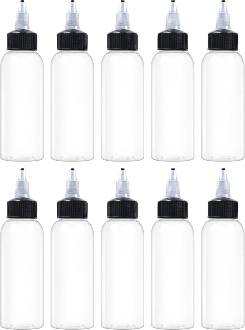 EOSAU 10 Pcs 2oz Plastic Squeeze Bottles with Twist Top Cap, 60ml Clear Dispensing Bottles, Empty Squirt Bottle for Liquids, Sauces, Arts, Crafts, Travel - Image 1